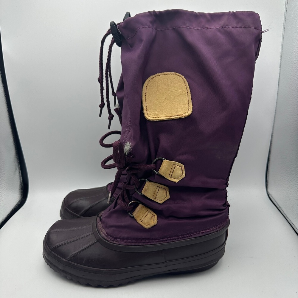 Sorel Snowlion Winter Boots Women Size 6 Purple Waterproof Insulated Made Canada